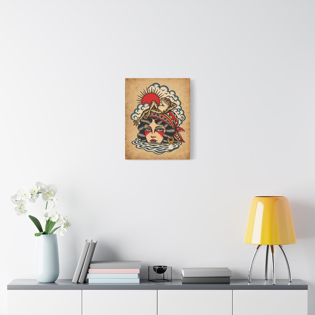 Lady of The Lake Tattoo Flash Canvas Wall Art