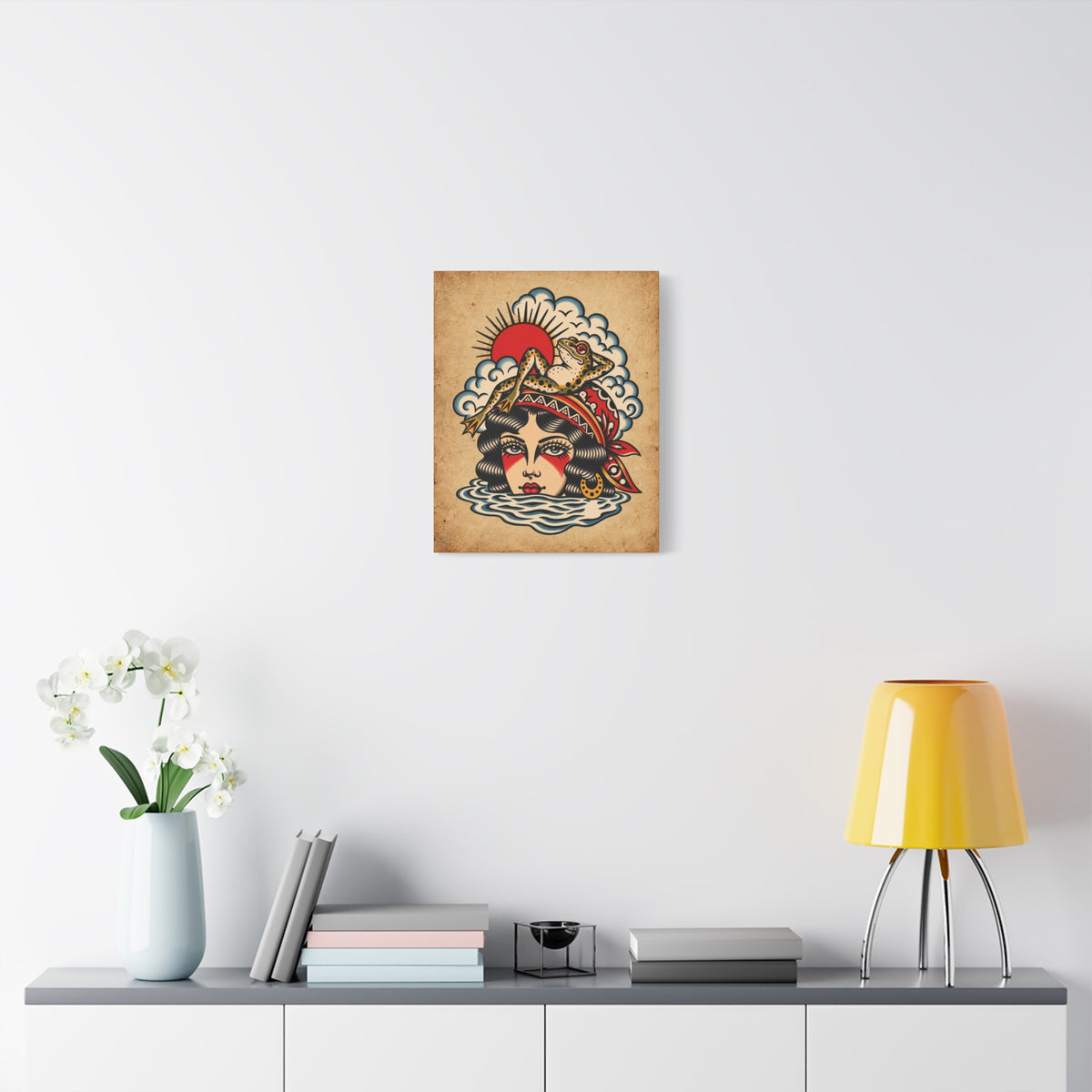 Lady of The Lake Tattoo Flash Canvas Wall Art