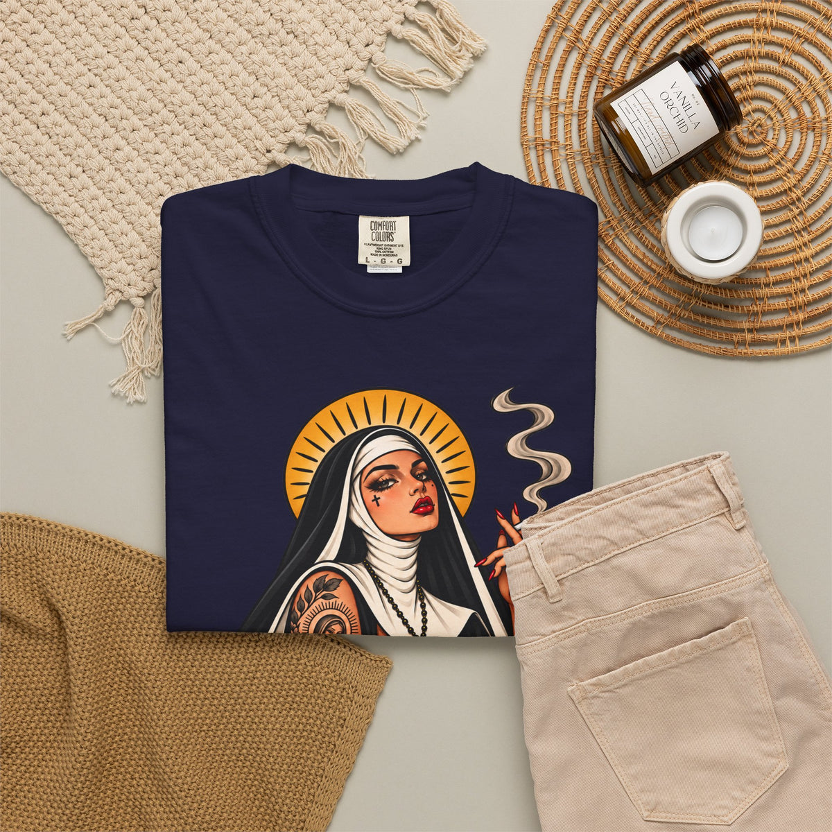 Rebel Nun Tattoo Flash T-Shirt