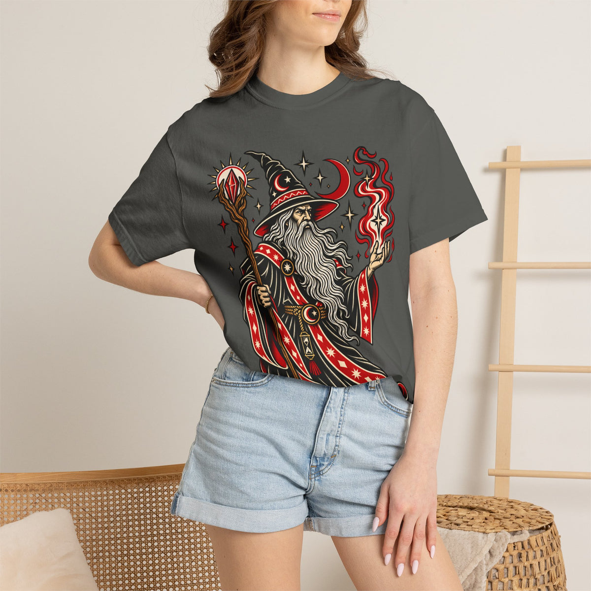 Fire Wizard Tattoo Flash T Shirt