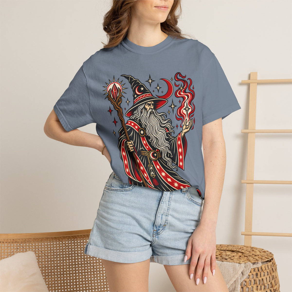 Fire Wizard Tattoo Flash T Shirt