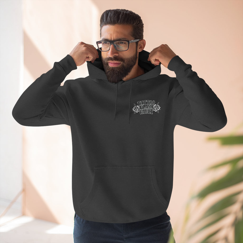 UFO& Black Cat Tattoo Flash Pullover Hoodie (Back Design)