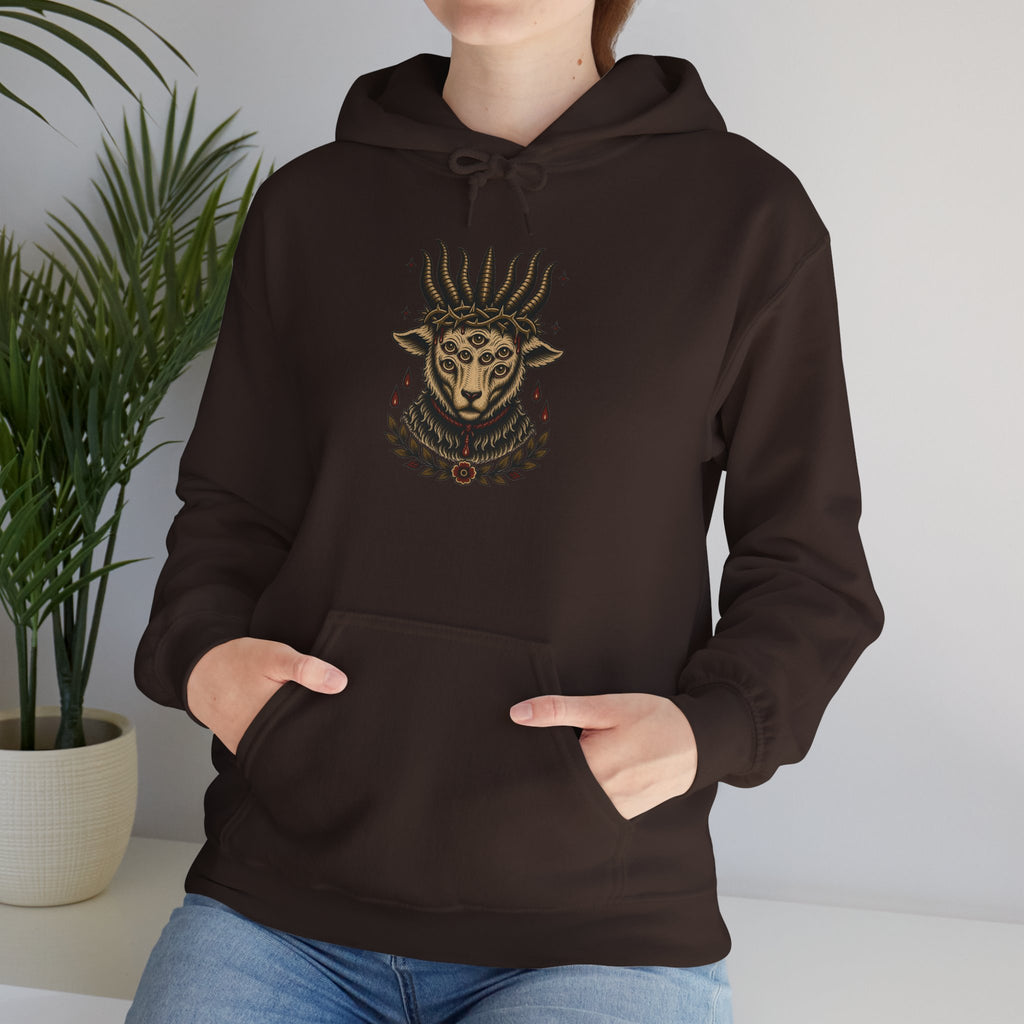 Sacrificial Lamb Hoodie with Revelation 5:6 Scripture Back Print