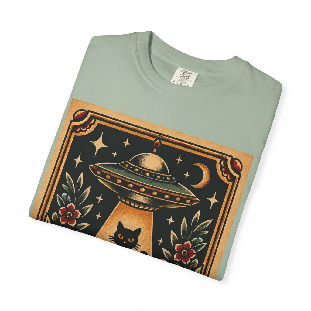 UFO & Black Cat Tattoo Flash Sheet T-Shirt
