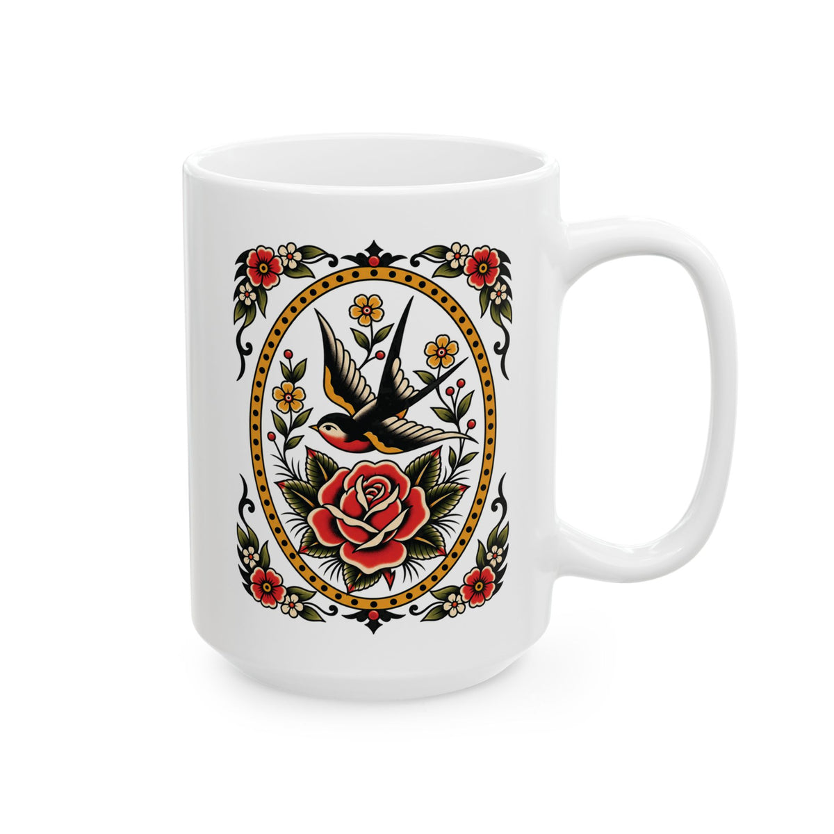 American Traditional Swallow Tattoo Flash Coffee Mug (11oz & 15oz)