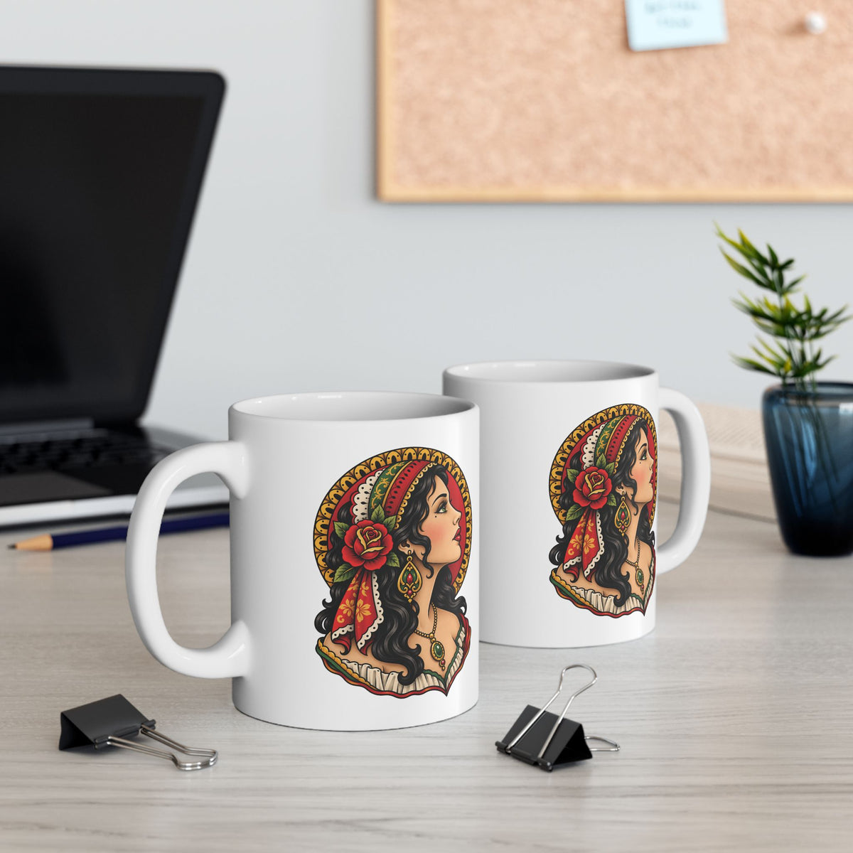 Esmeralda Gypsy Tattoo Flash Ceramic Coffee Mug (11oz, 15oz)