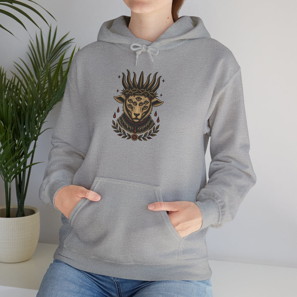 Sacrificial Lamb Hoodie with Revelation 5:6 Scripture Back Print
