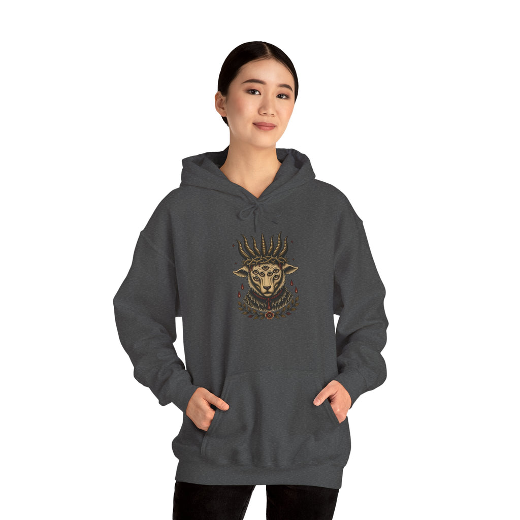Sacrificial Lamb Hoodie with Revelation 5:6 Scripture Back Print
