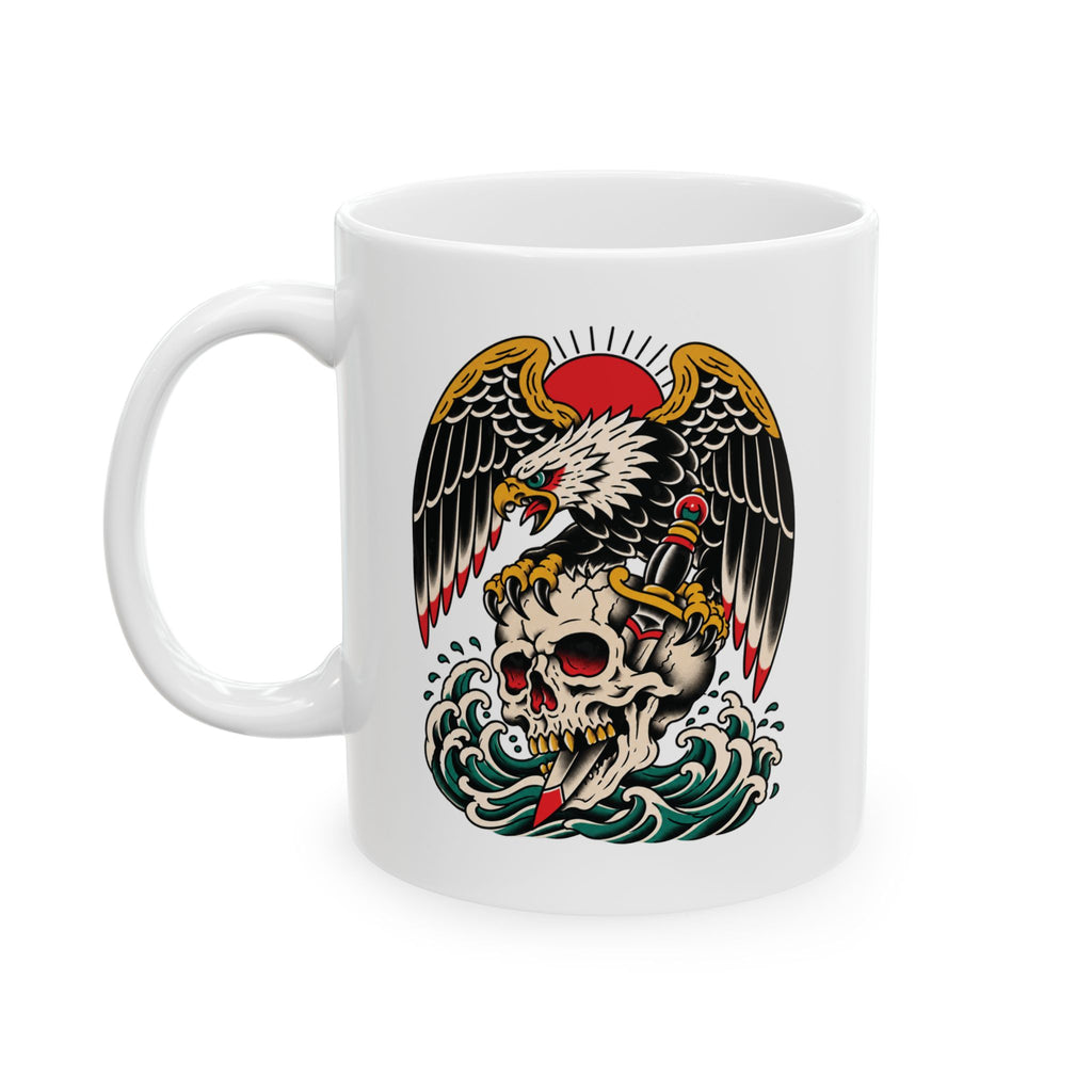 Eagle Tattoo Ceramic Mug — Patriotic Vintage-Style Coffee Cup (11oz, 15oz)