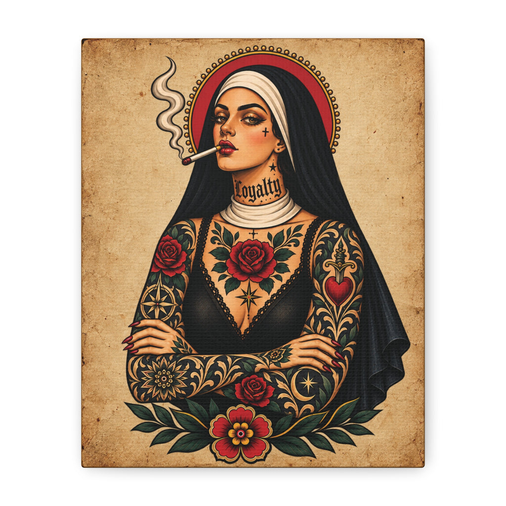 Tattooed Nun Canvas Wall Art