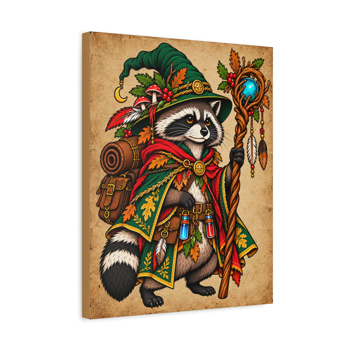 Raccoon Wizard Tattoo Flash Wall Art