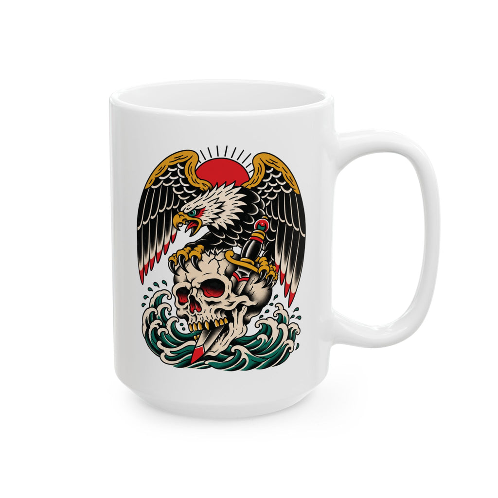 Eagle Tattoo Ceramic Mug — Patriotic Vintage-Style Coffee Cup (11oz, 15oz)