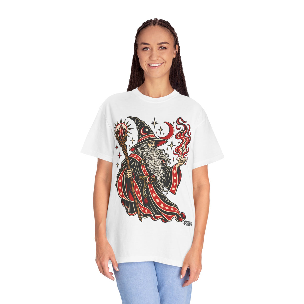 Fire Wizard Tattoo Flash T Shirt