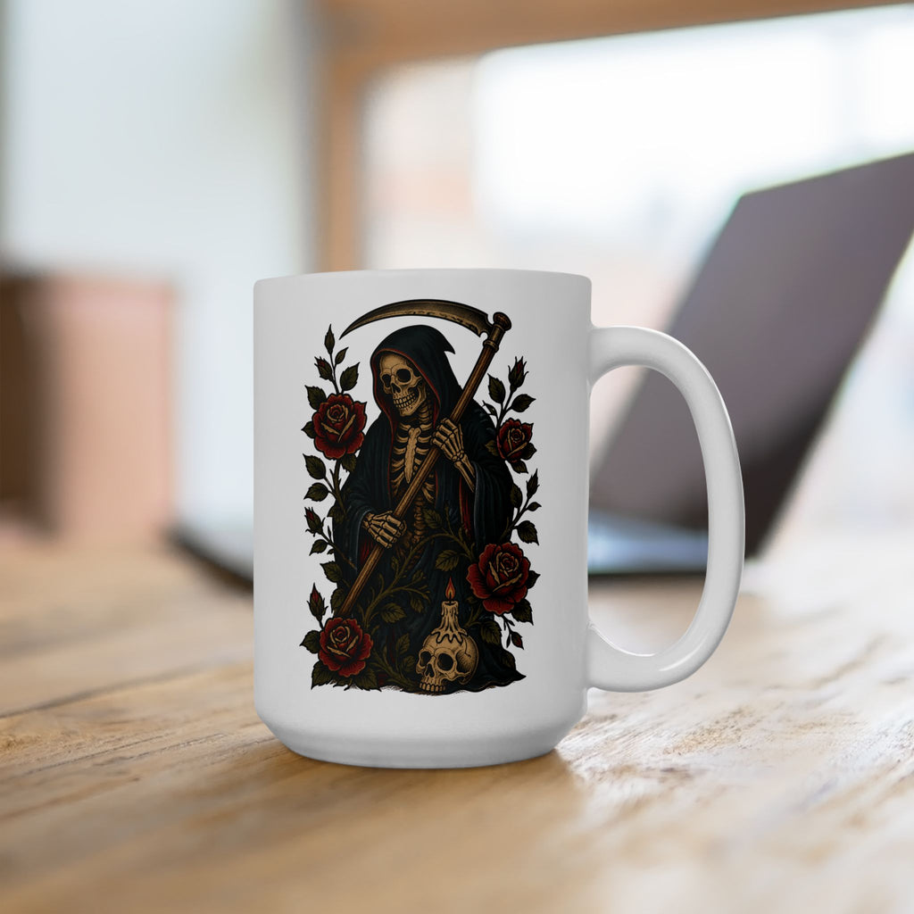 Grim Reaper Tattoo Flash Ceramic Coffee Cup