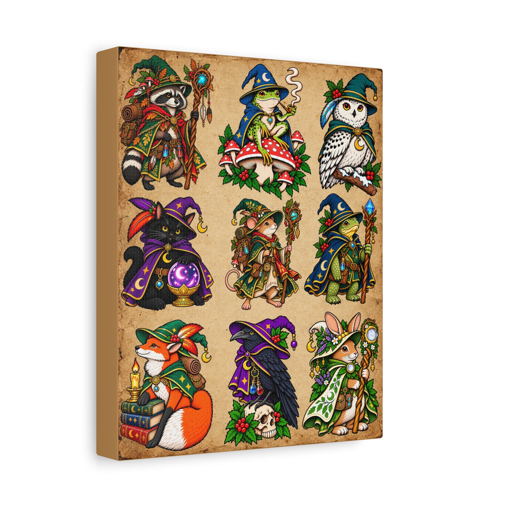 Woodland Wizards & Witches Tattoo Flash Canvas Wall Art