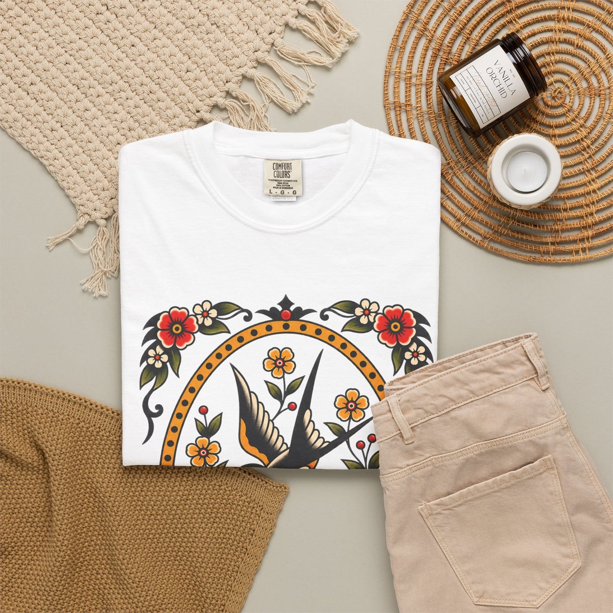 Swallow & Rose Tattoo Flash T-Shirt