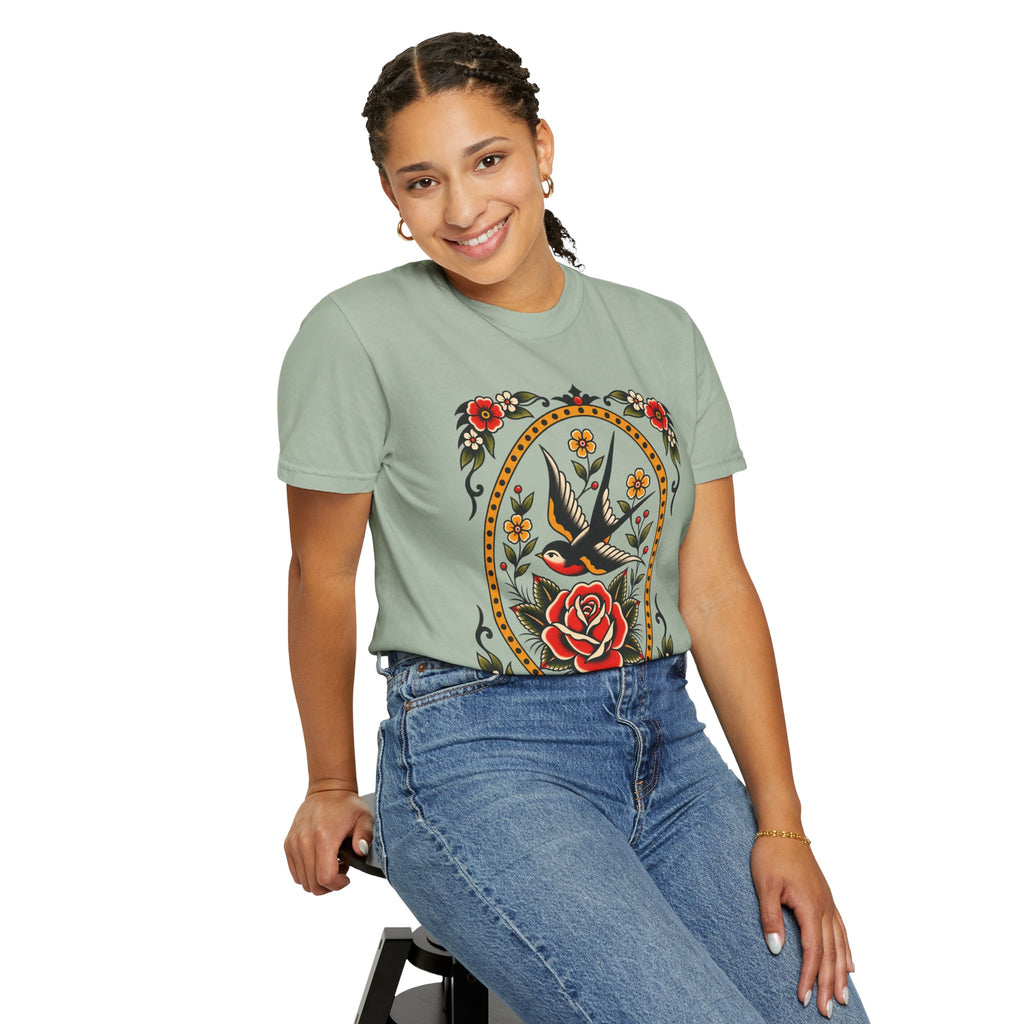 Swallow & Rose Tattoo Flash T-Shirt
