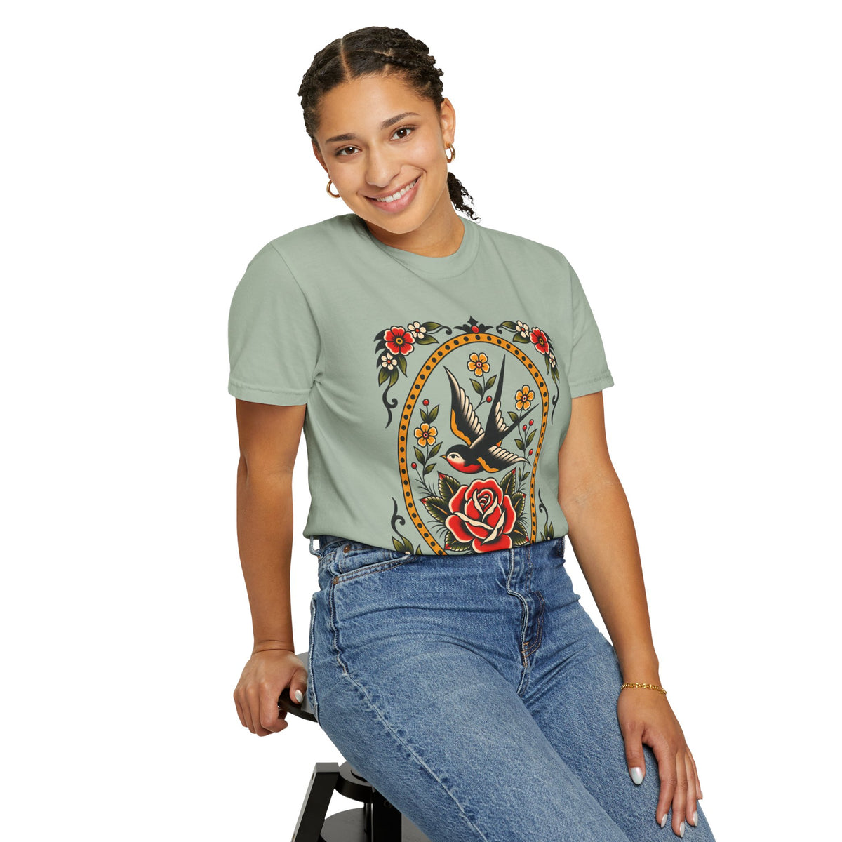Swallow & Rose Tattoo Flash T-Shirt