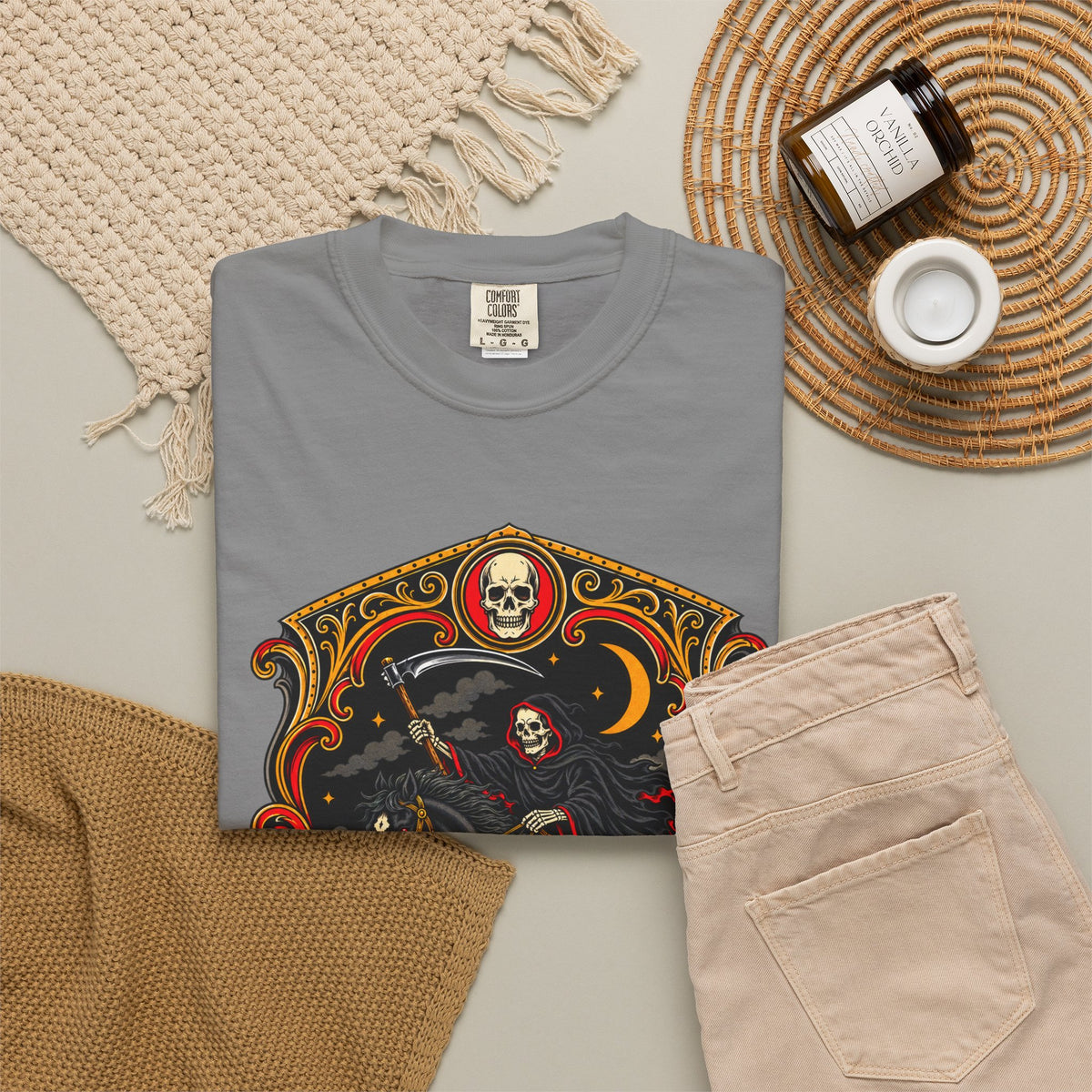 Grim Reaper Horseman Tattoo Flash T-Shirt