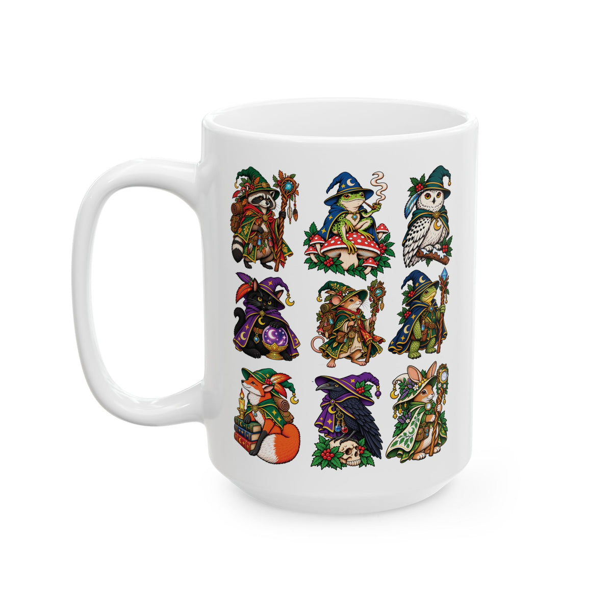 Woodland Witches & Wizards Tattoo Flash Ceramic Coffee Mug (11oz, 15oz)