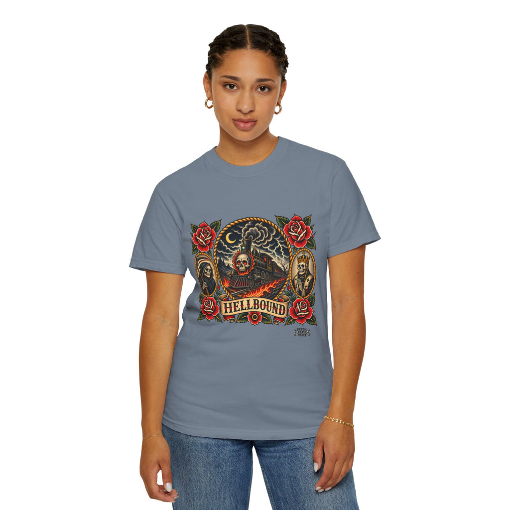 Hellbound Skull Train Tattoo Flash T-Shirt