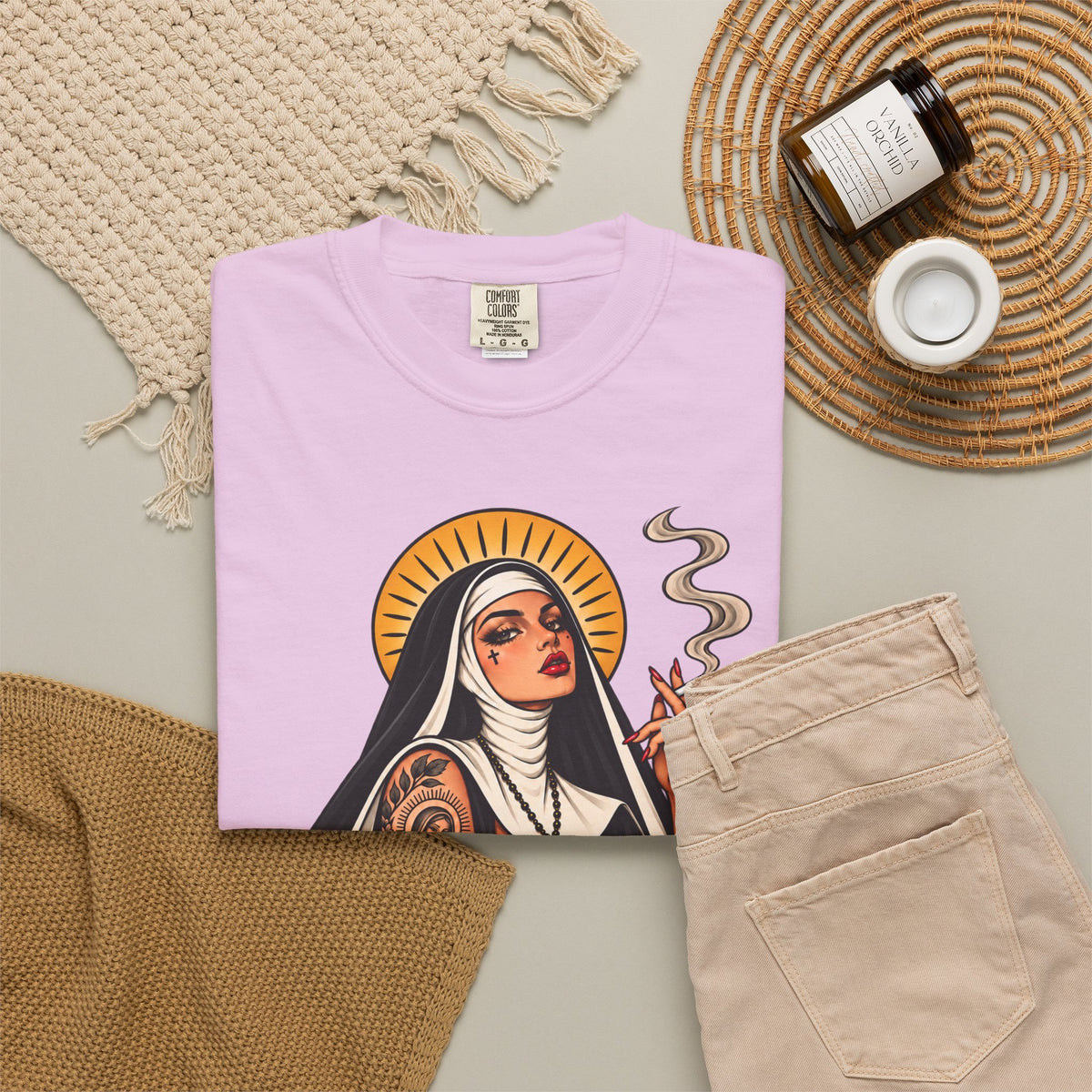 Rebel Nun Tattoo Flash T-Shirt