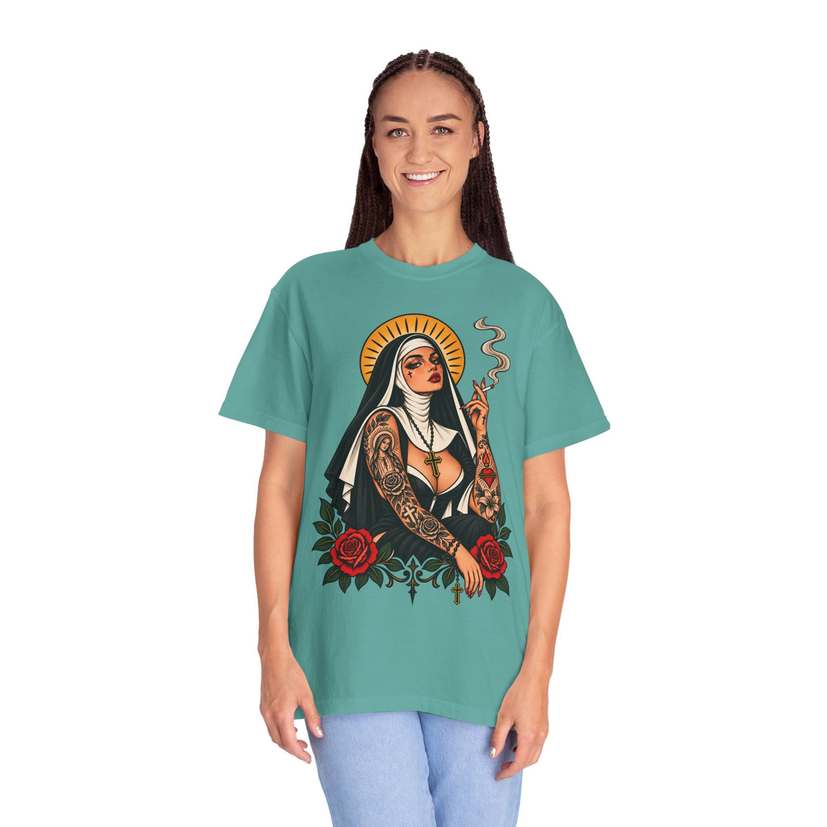 Rebel Nun Tattoo Flash T-Shirt