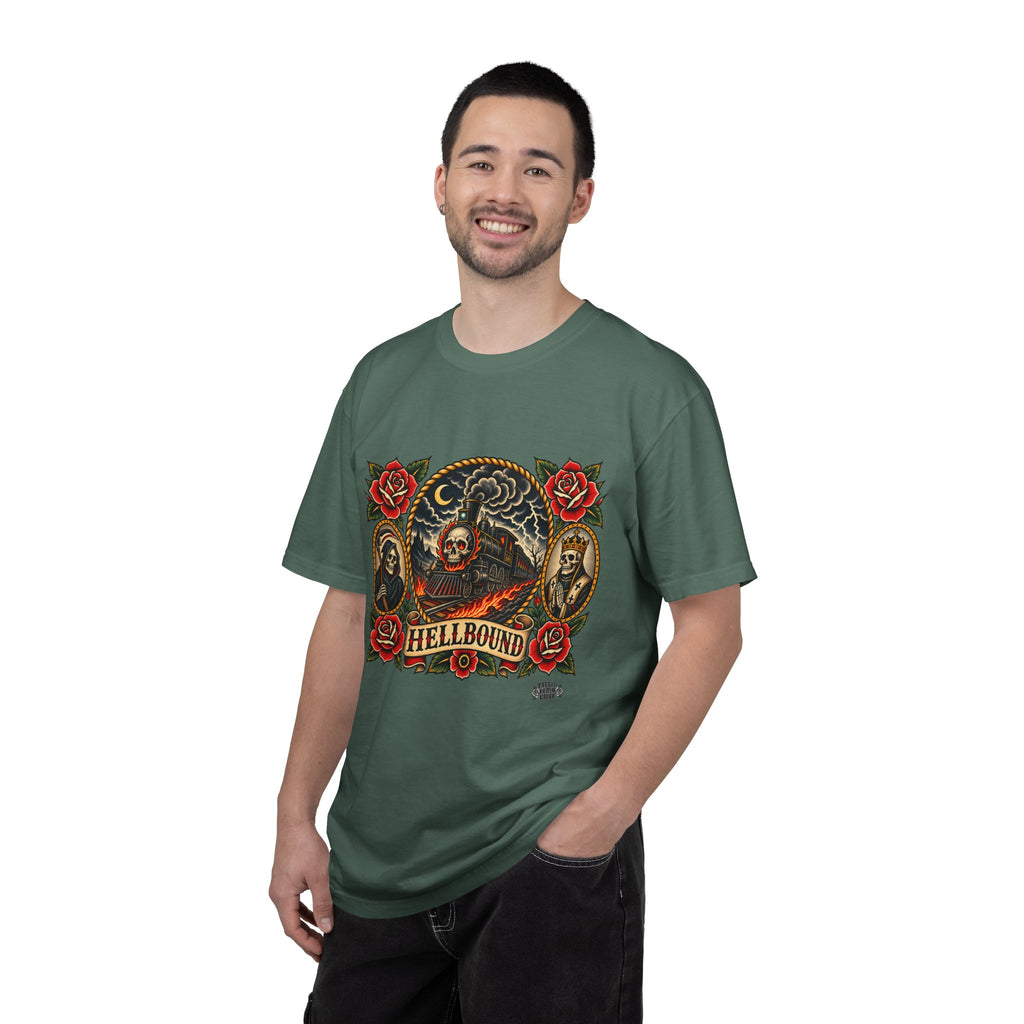 Hellbound Skull Train Tattoo Flash T-Shirt