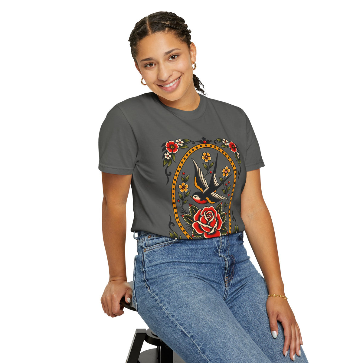 Swallow & Rose Tattoo Flash T-Shirt