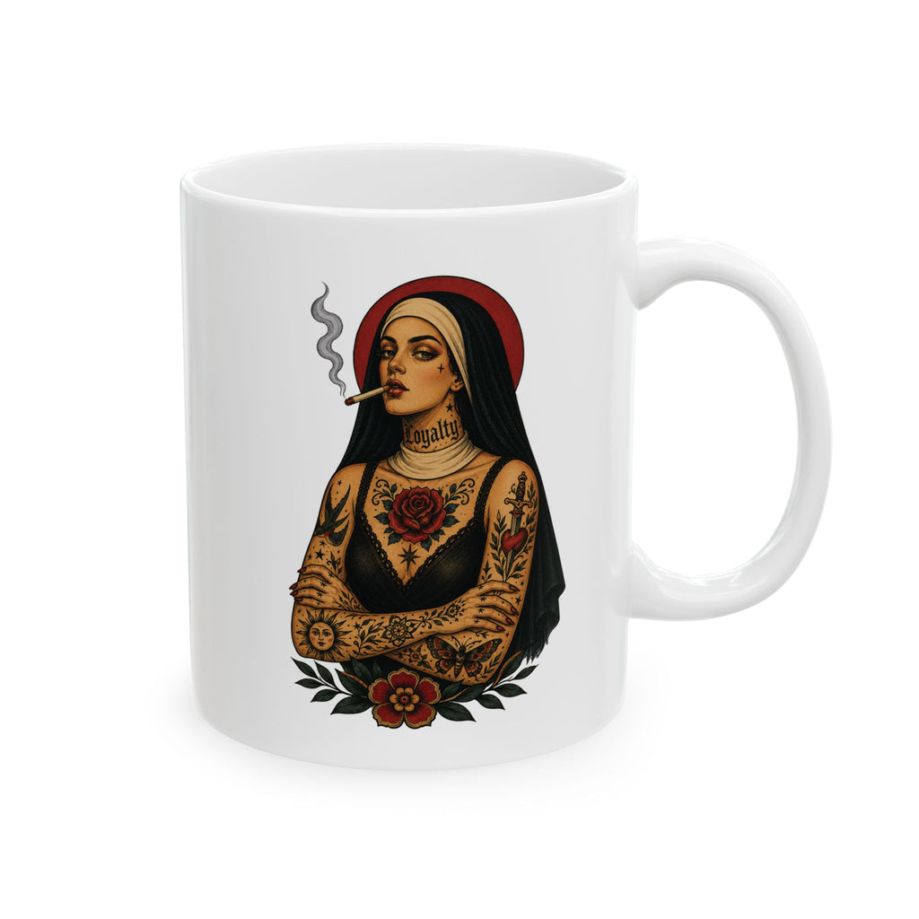 Tattooed Nun Tattoo Flash Ceramic Coffee Cup
