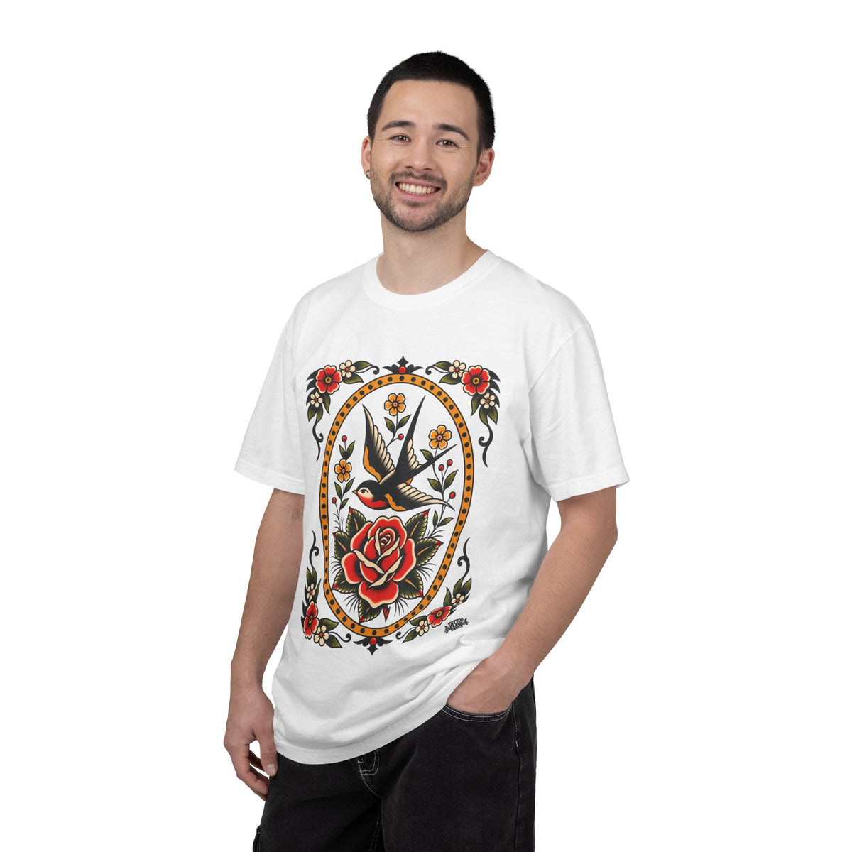 Swallow & Rose Tattoo Flash T-Shirt