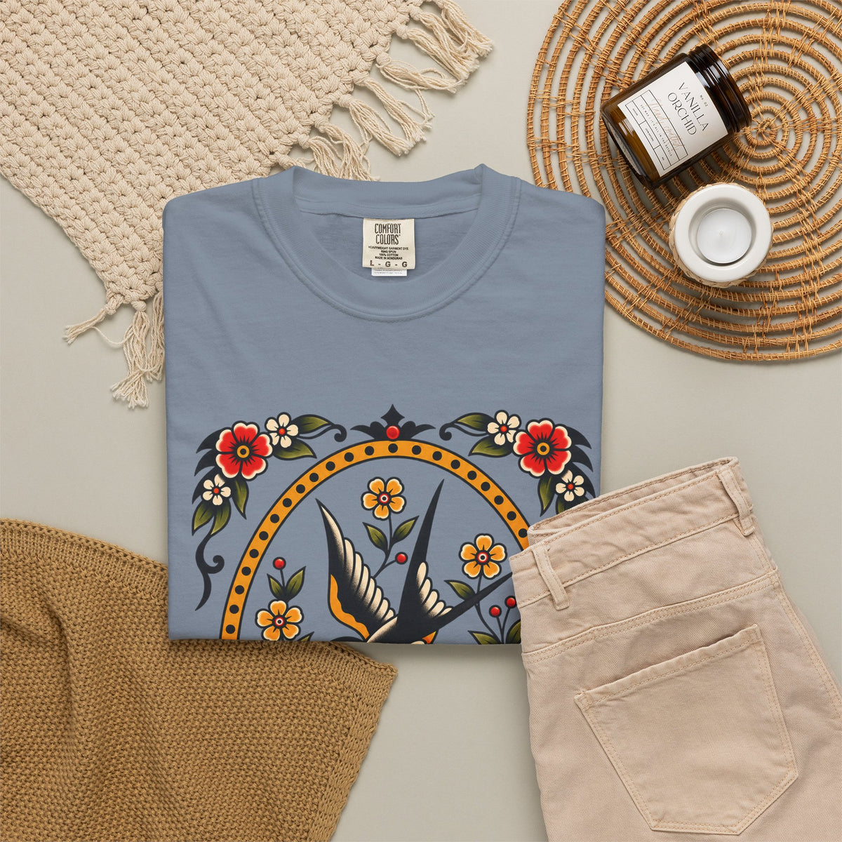 Swallow & Rose Tattoo Flash T-Shirt