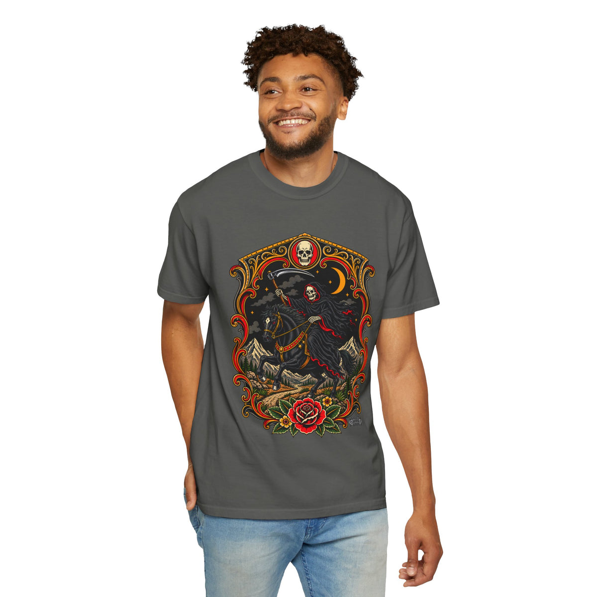 Grim Reaper Horseman Tattoo Flash T-Shirt