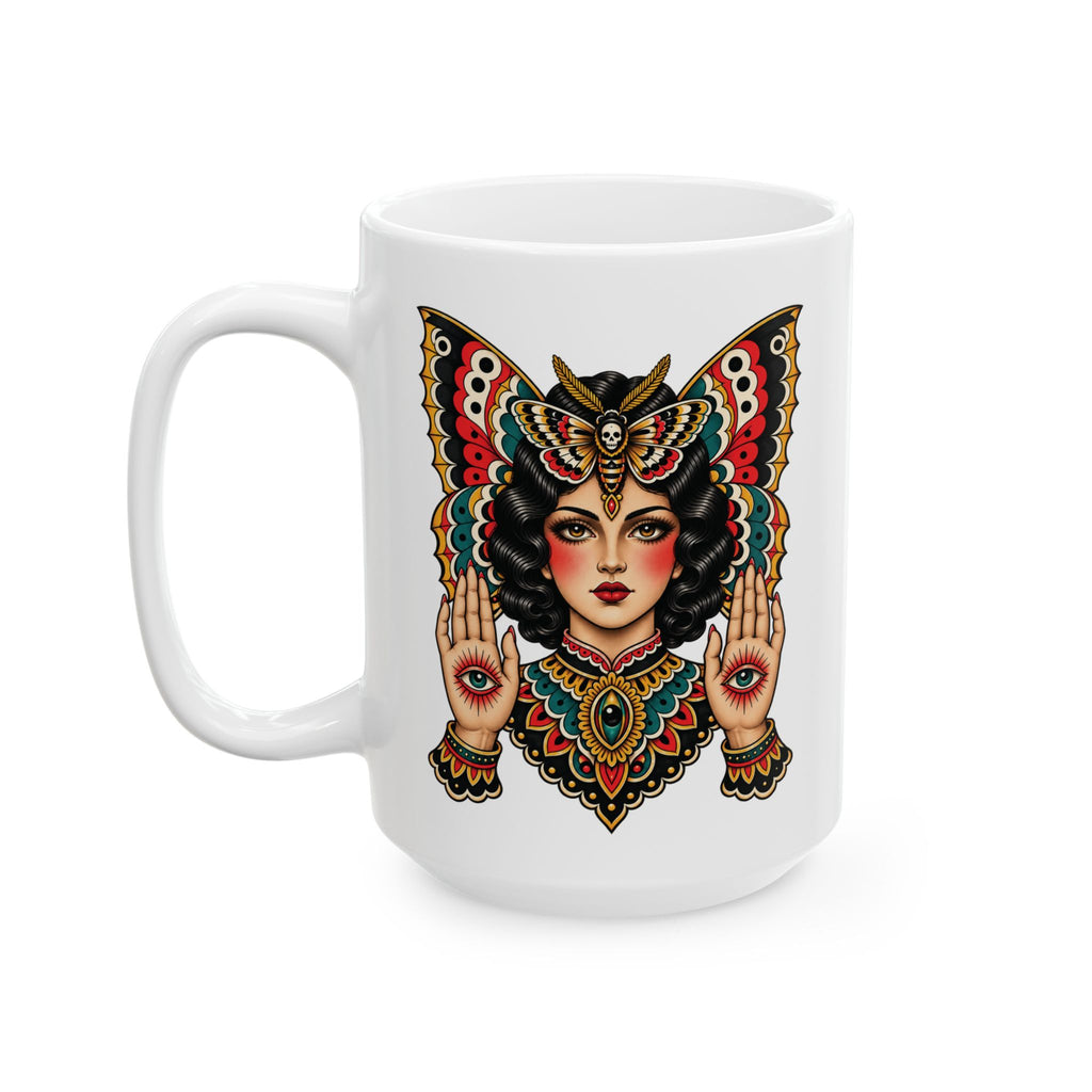 Gypsy Moth Tattoo Flash Coffee Mug (11oz & 15oz)