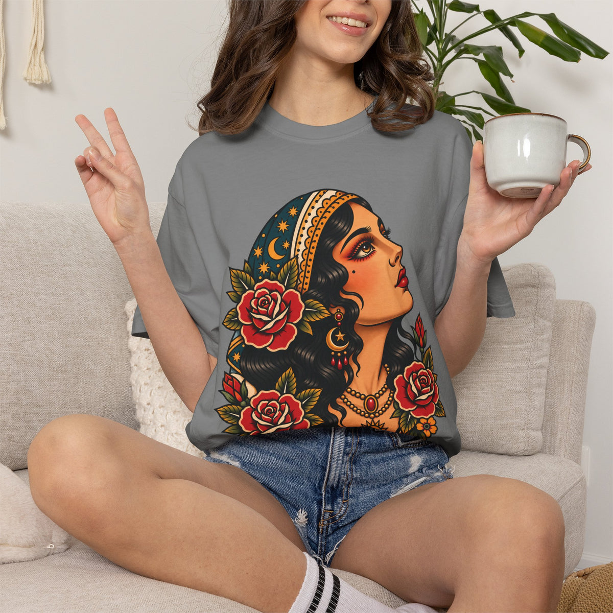 Gypsy Woman Tattoo Flash Sheet T-Shirt
