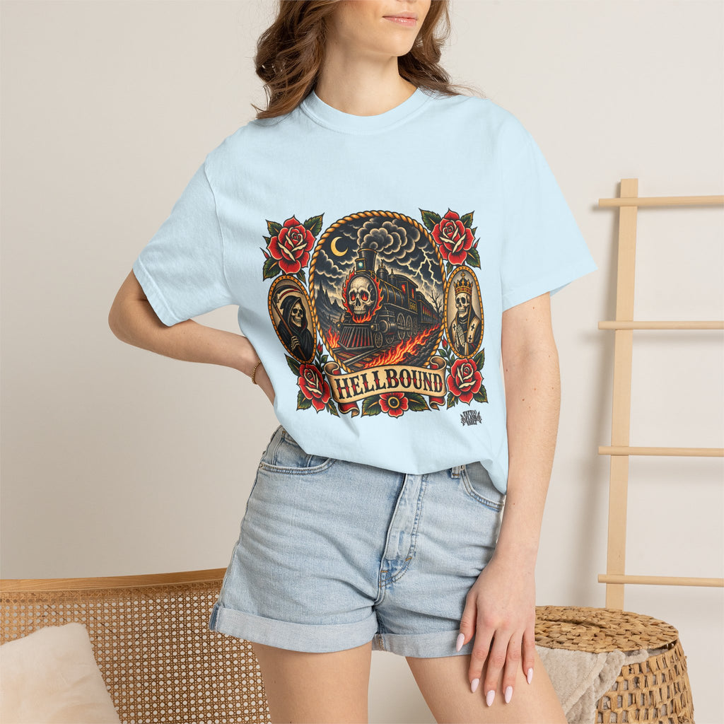 Hellbound Skull Train Tattoo Flash T-Shirt