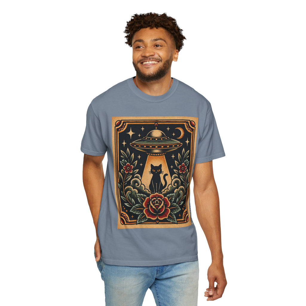UFO & Black Cat Tattoo Flash Sheet T-Shirt