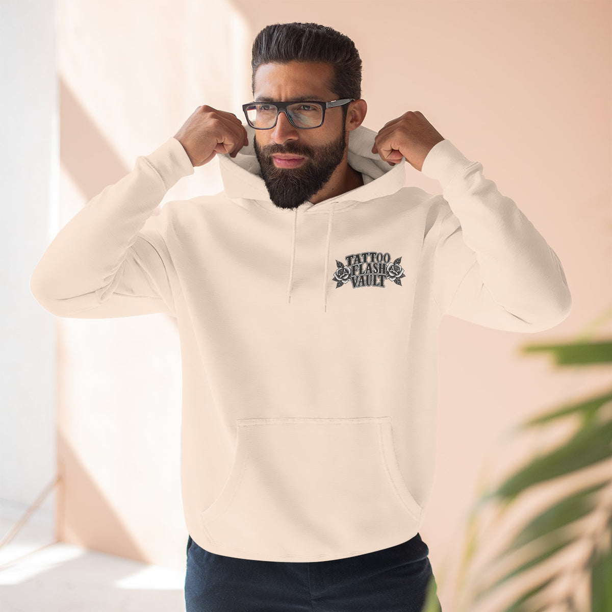 Tattooed Smoking Nun Tattoo Flash Pullover Hoodie (Back Design)