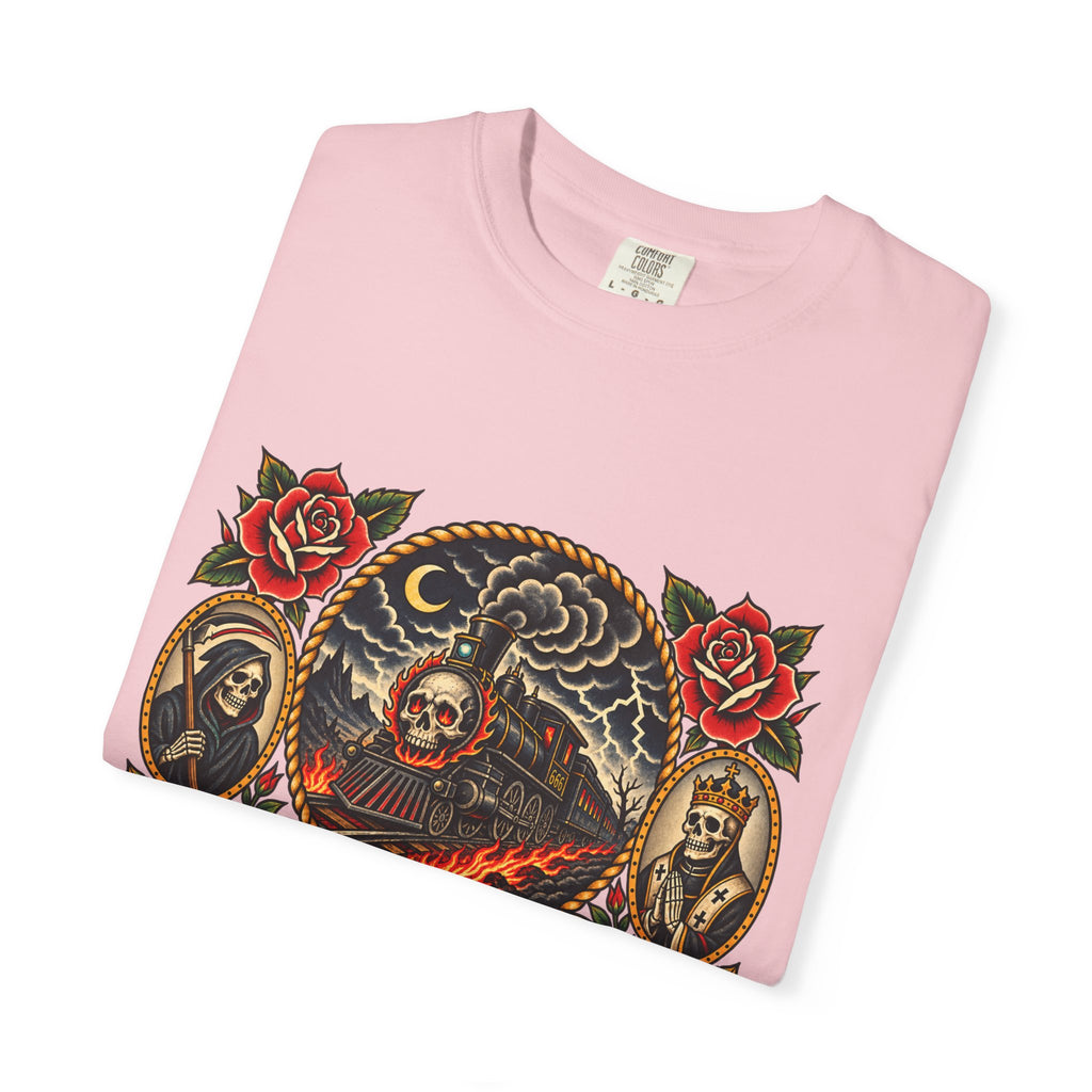Hellbound Skull Train Tattoo Flash T-Shirt