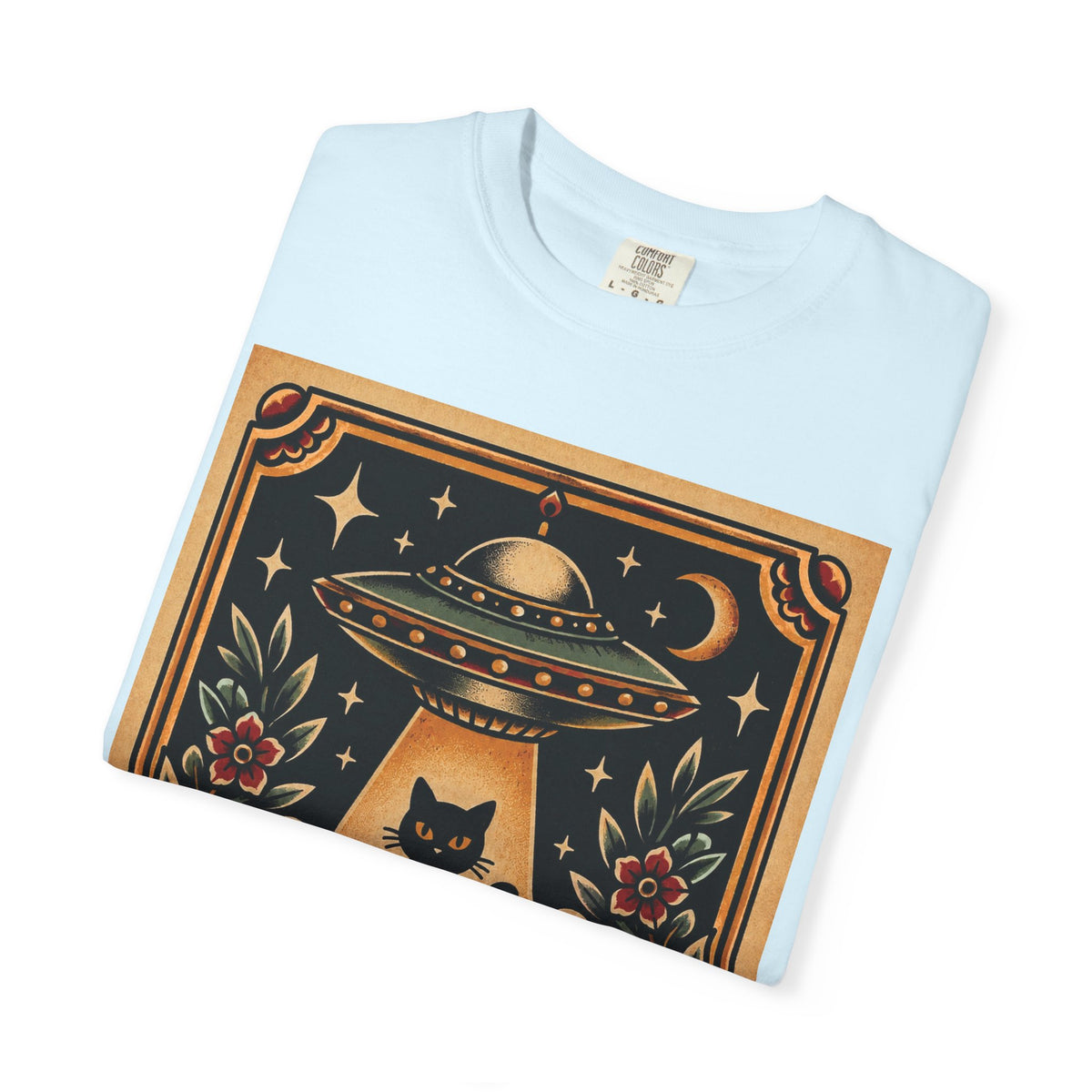 UFO & Black Cat Tattoo Flash Sheet T-Shirt
