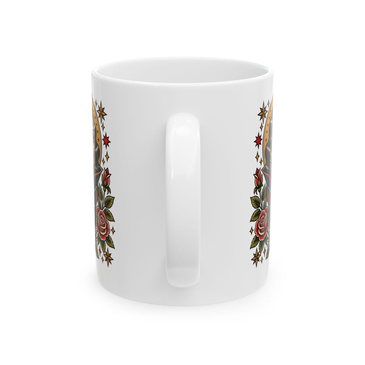Vampire Woman & Black Cat Tattoo Flash Coffee Mug (11oz & 15oz)