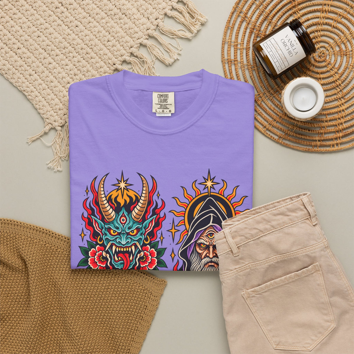 Wizard, Oni and Skull Tattoo Flash T-Shirt