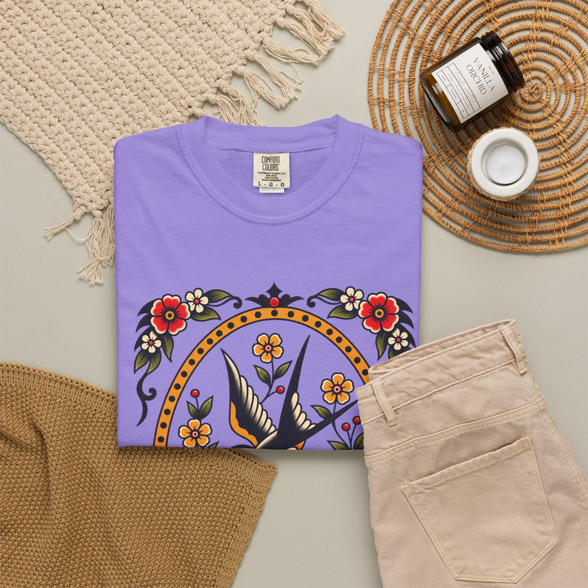 Swallow & Rose Tattoo Flash T-Shirt