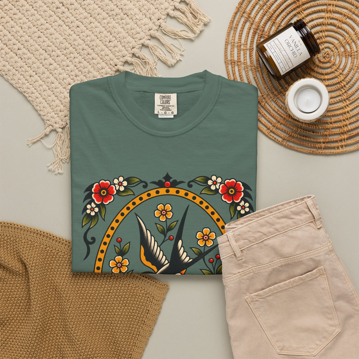 Swallow & Rose Tattoo Flash T-Shirt