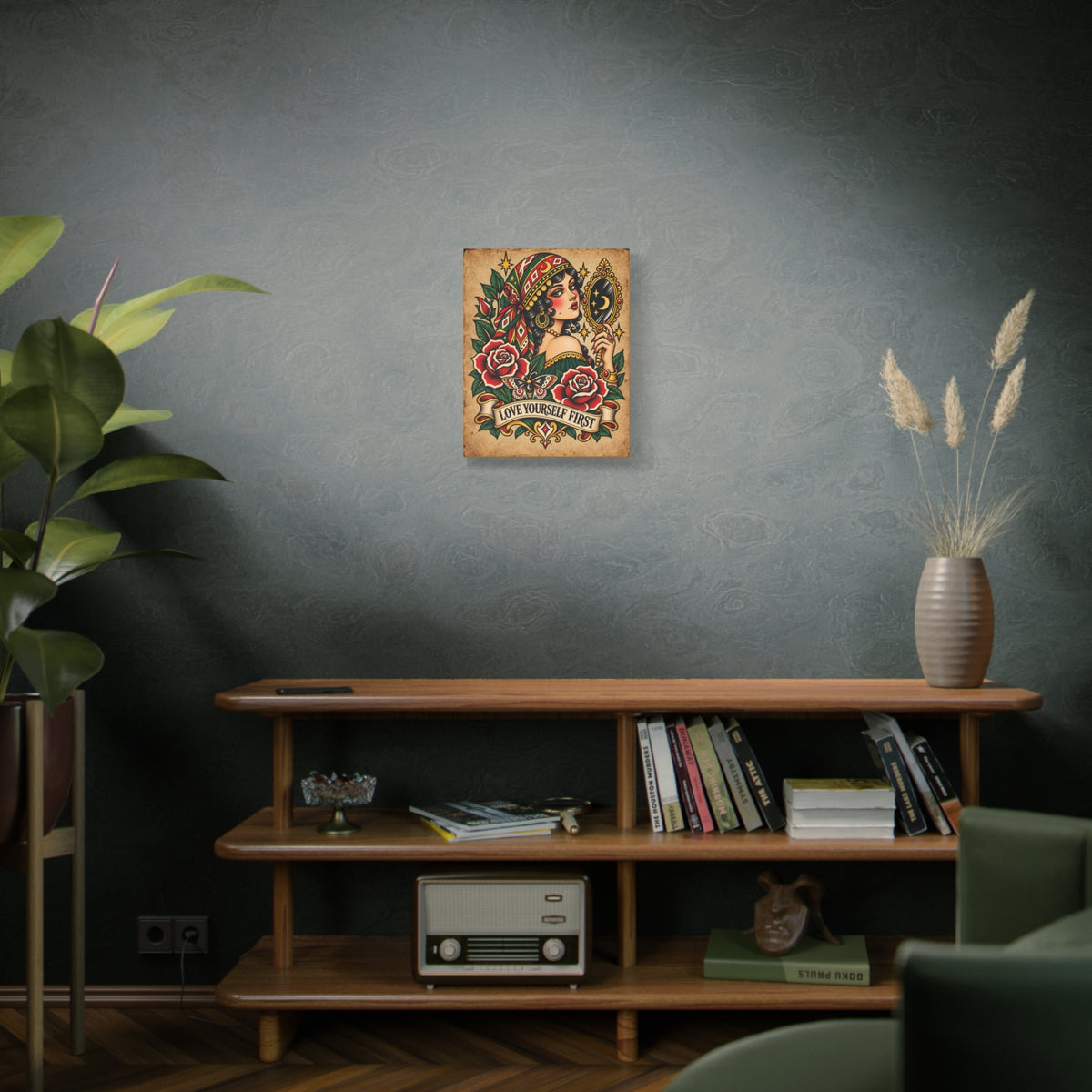 Love Yourself First Gypsy Tattoo Flash Canvas Wall Art