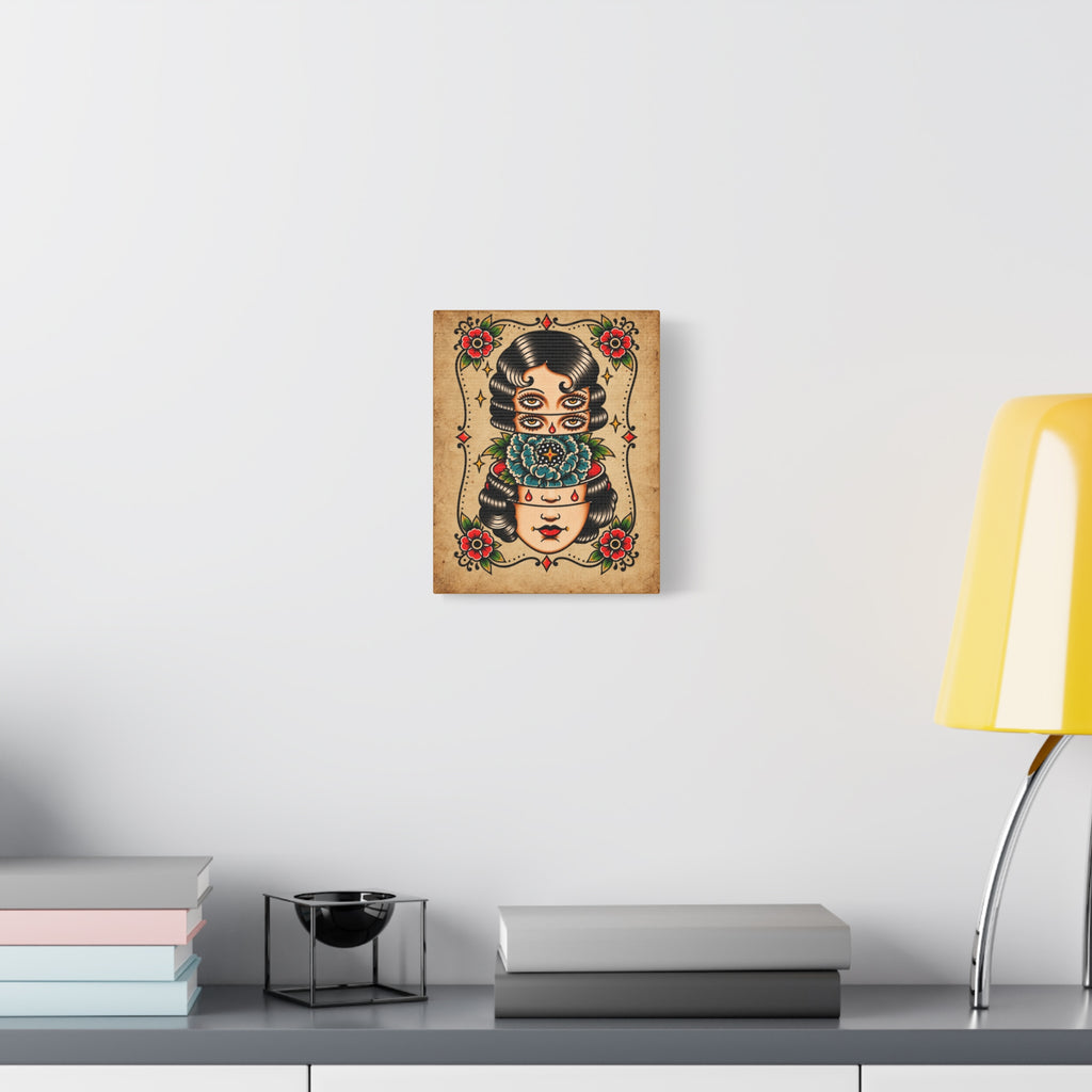 Surreal Floral Tattoo Flash Canvas Wall Art