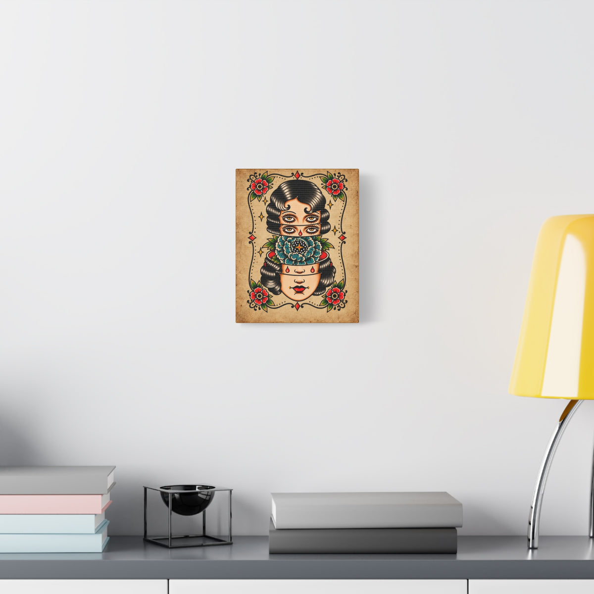 Surreal Floral Tattoo Flash Canvas Wall Art