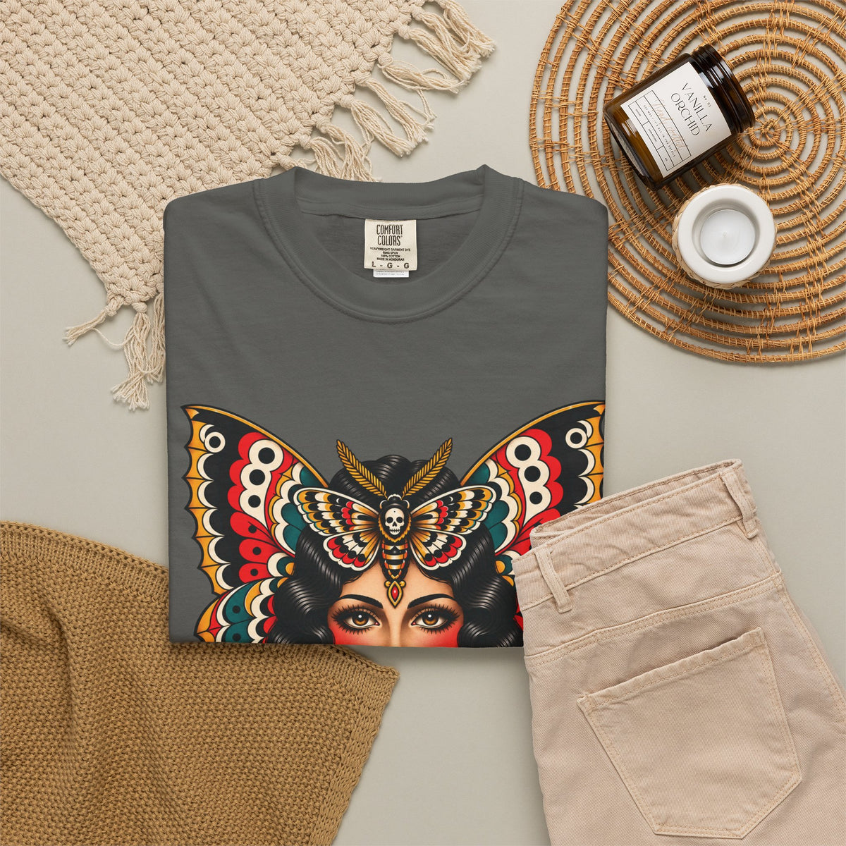 Gypsy Moth Woman Tattoo Flash Sheet T-Shirt