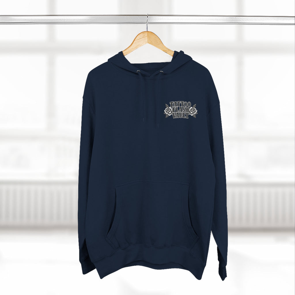 Floral Surrealism Tattoo Flash Pullover Hoodie (Back Design)