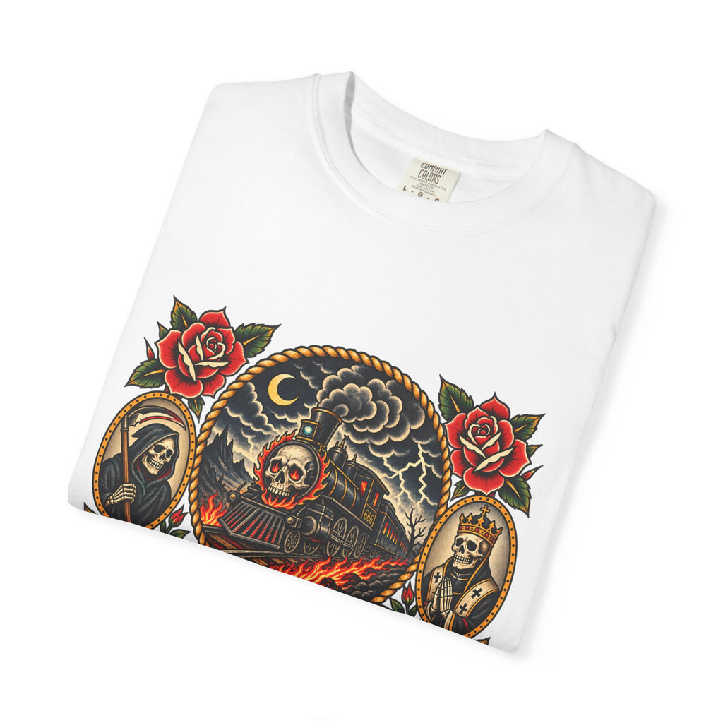 Hellbound Skull Train Tattoo Flash T-Shirt